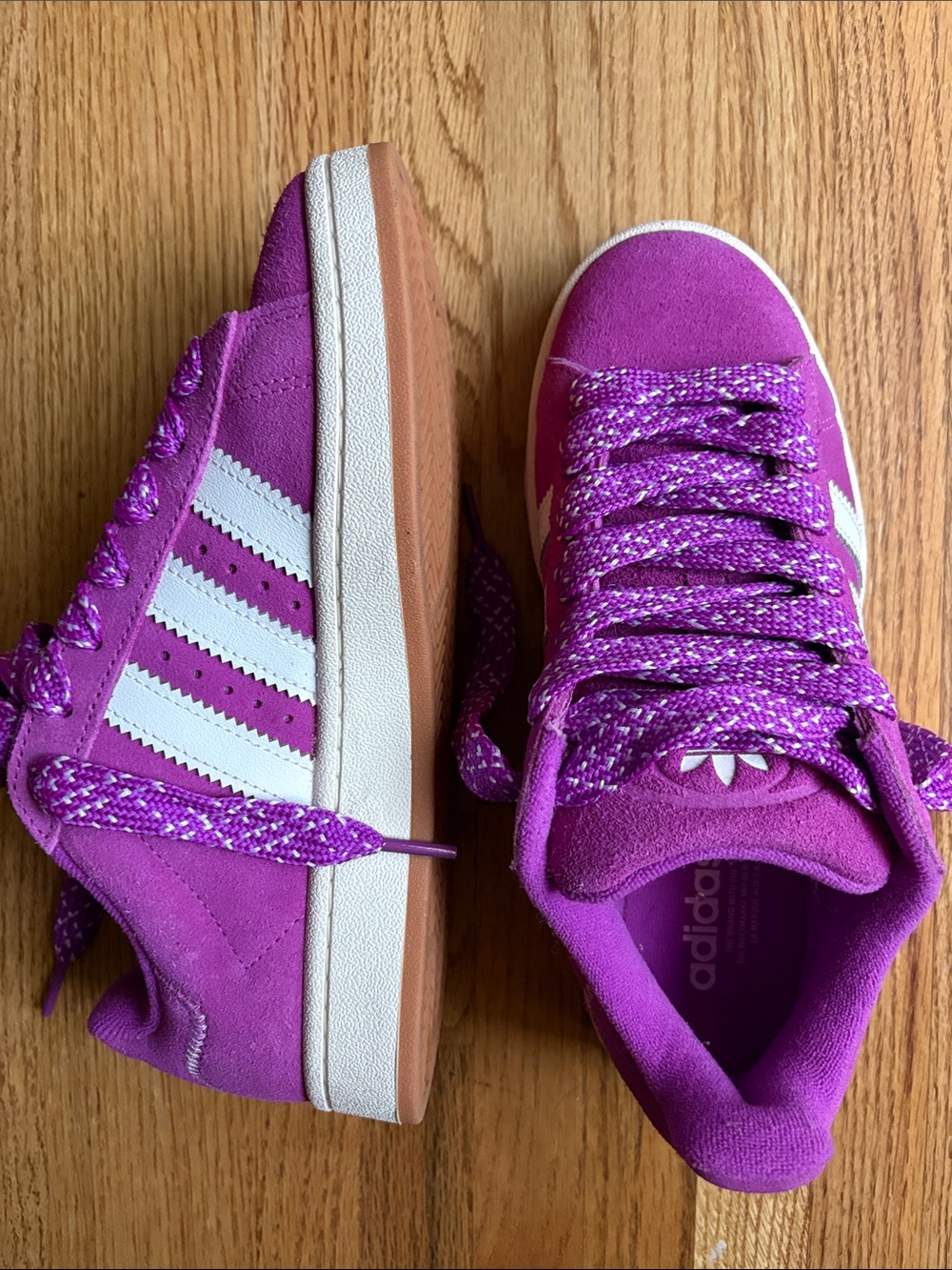 adidas campus 7.5 Purple Suede Sneakers with White Three Stripes